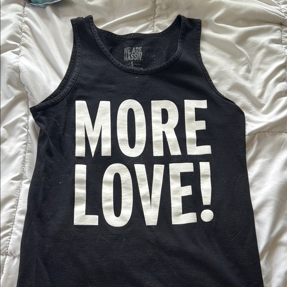 Black Tank Top with 'More Love!' Print